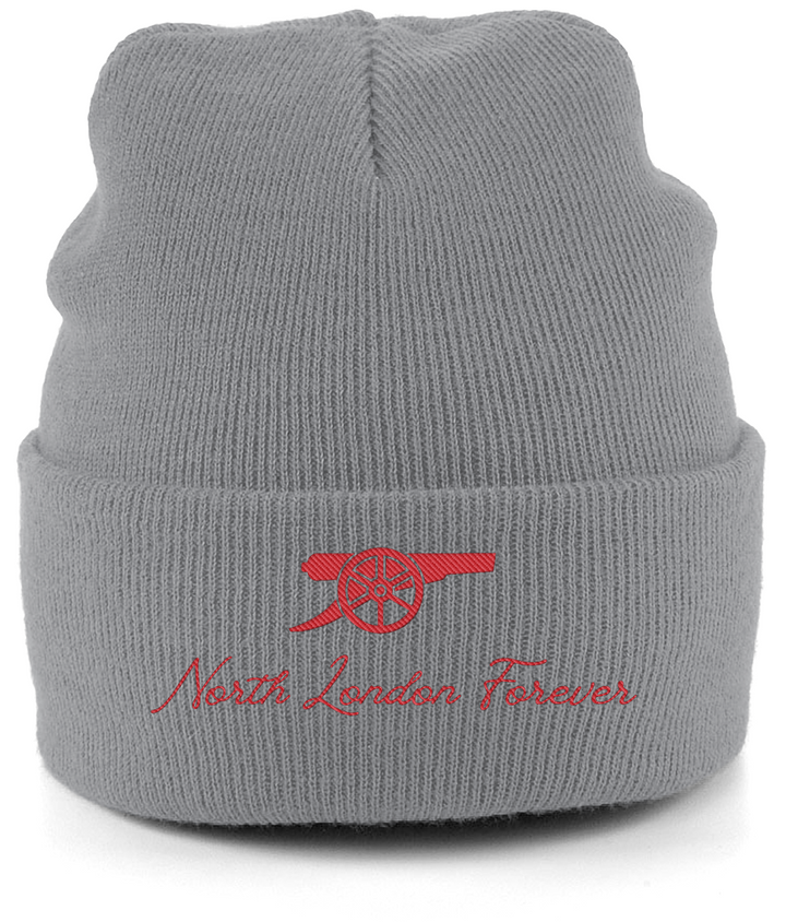 North London Forever embroidered Arsenal beanie in Antique Grey, Legends in Thread