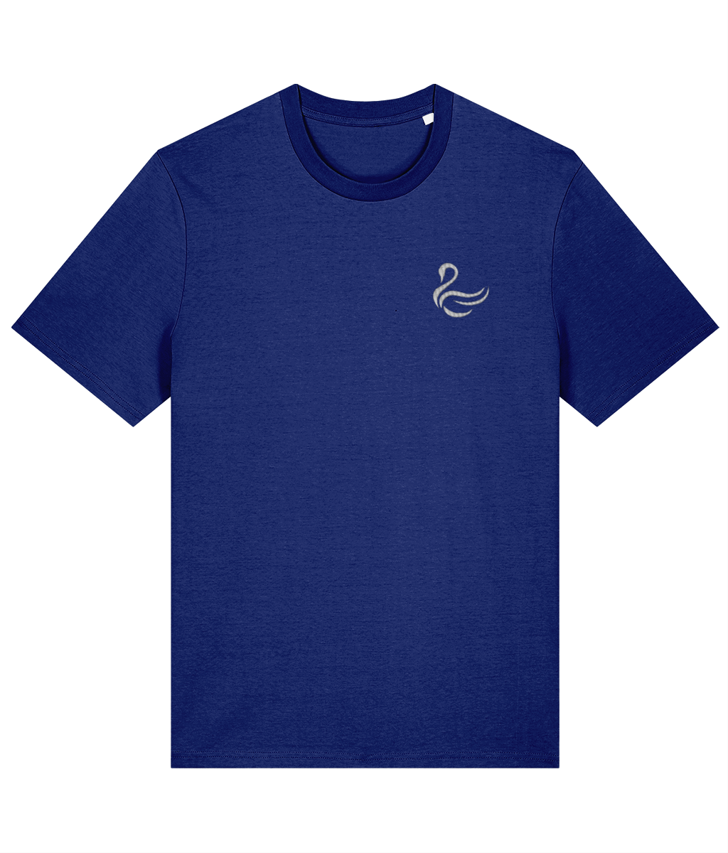 Swansea Swan embroidered Swansea City cotton tee in Worker Blue, Legends in Thread