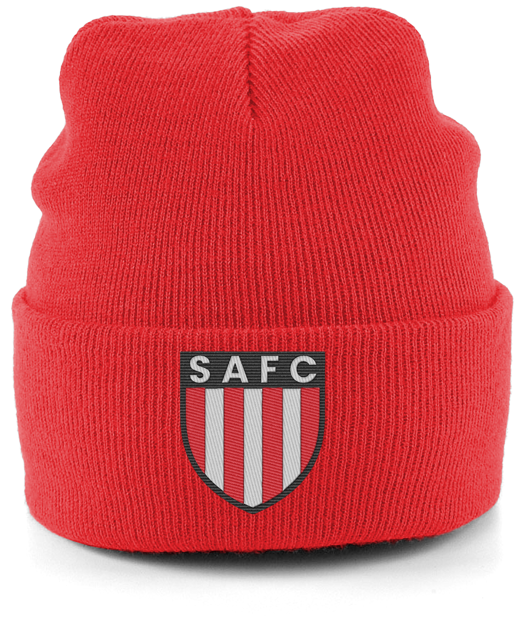 SAFC embroidered Sunderland beanie in Bright Red, Legends in Thread