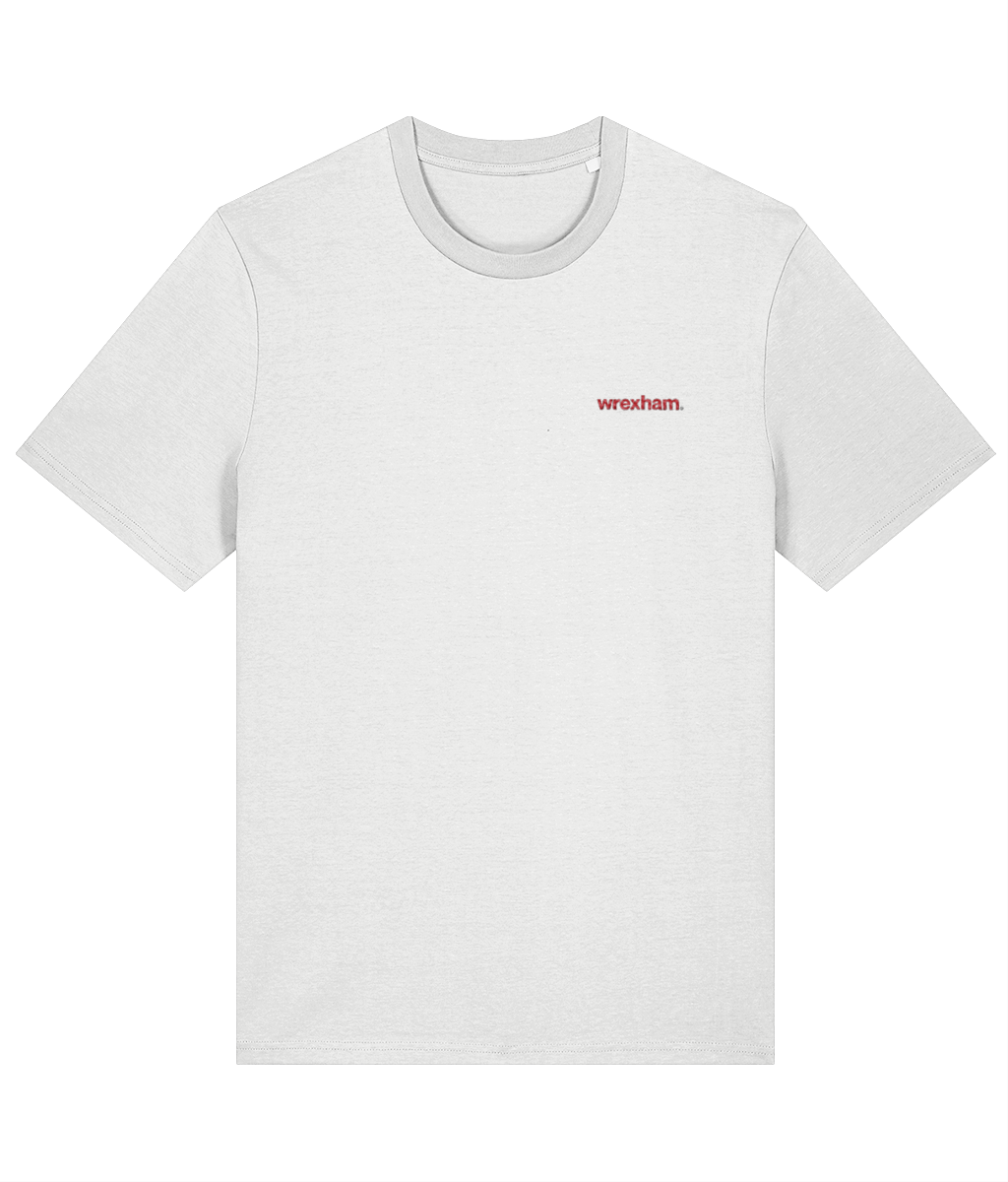 wrexham. embroidered Wrexham cotton tee in White, Legends in Thread
