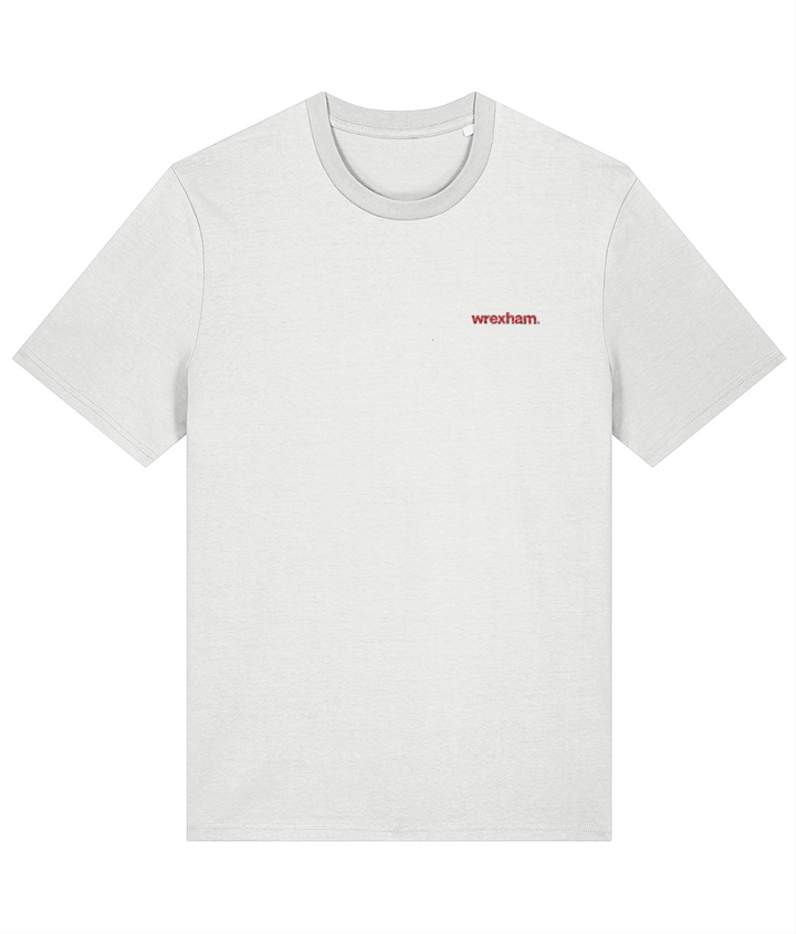 wrexham. embroidered Wrexham cotton tee in White, Legends in Thread