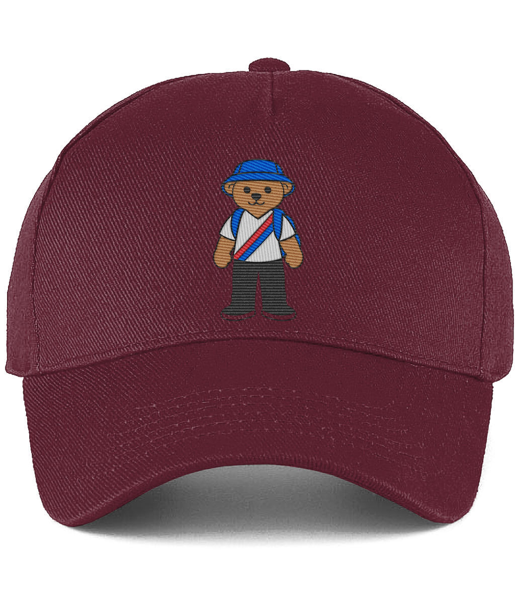 Selby the Bear Baseball Cap embroidered Crystal Palace baseball cap in Burgundy, Legends in Thread