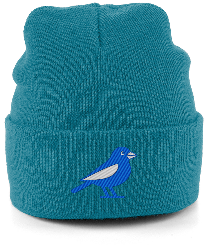 Cardiff Bluebird embroidered Cardiff City beanie in Teal, Legends in Thread