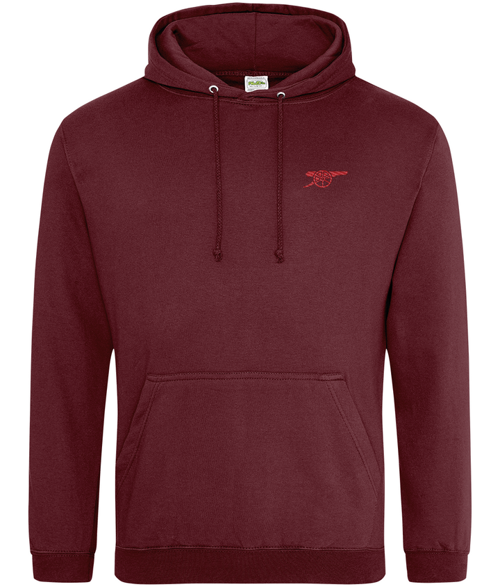 Arsenal Inspired Cannon embroidered Arsenal hoodie in Burgundy, Legends in Thread