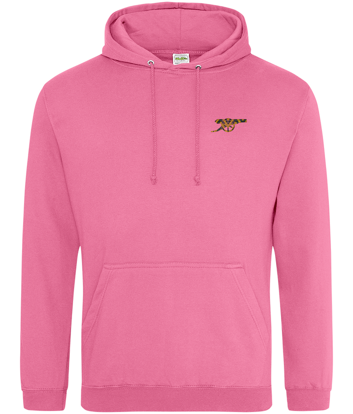 Bruised Banana embroidered Arsenal hoodie in Candyfloss Pink, Legends in Thread