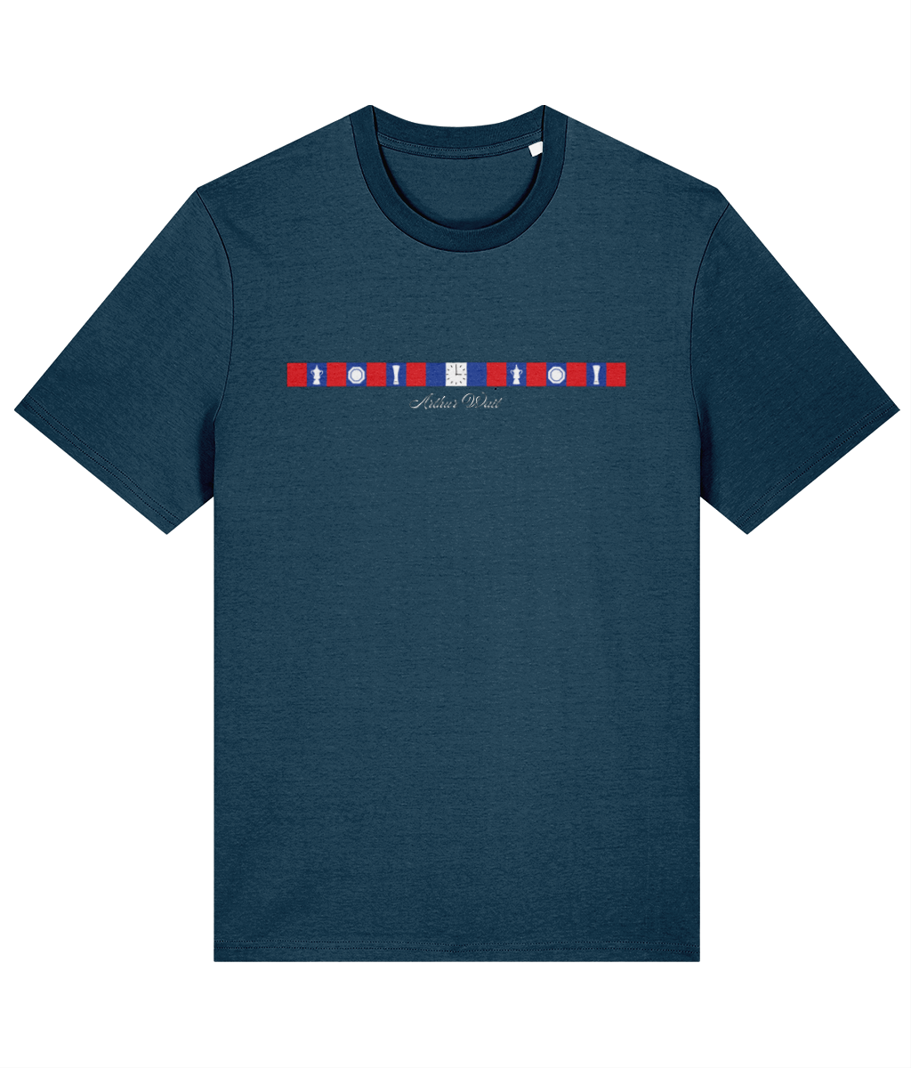 Arthur Wait Fascia printed Crystal Palace cotton tee in Deep Teal, Legends in Thread
