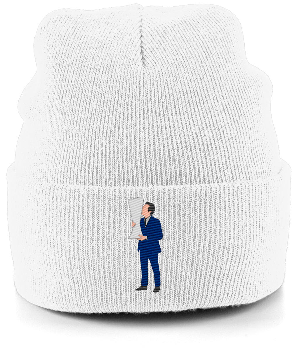 Unai Emery Trophy Kiss embroidered Aston Villa beanie in White, Legends in Thread