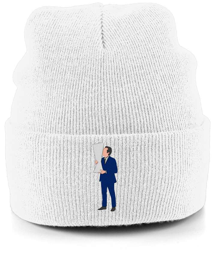 Unai Emery Trophy Kiss embroidered Aston Villa beanie in White, Legends in Thread