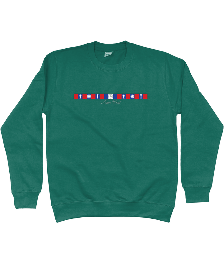 Arthur Wait Fascia Inspired printed Crystal Palace sweatshirt in Jade, Legends in Thread