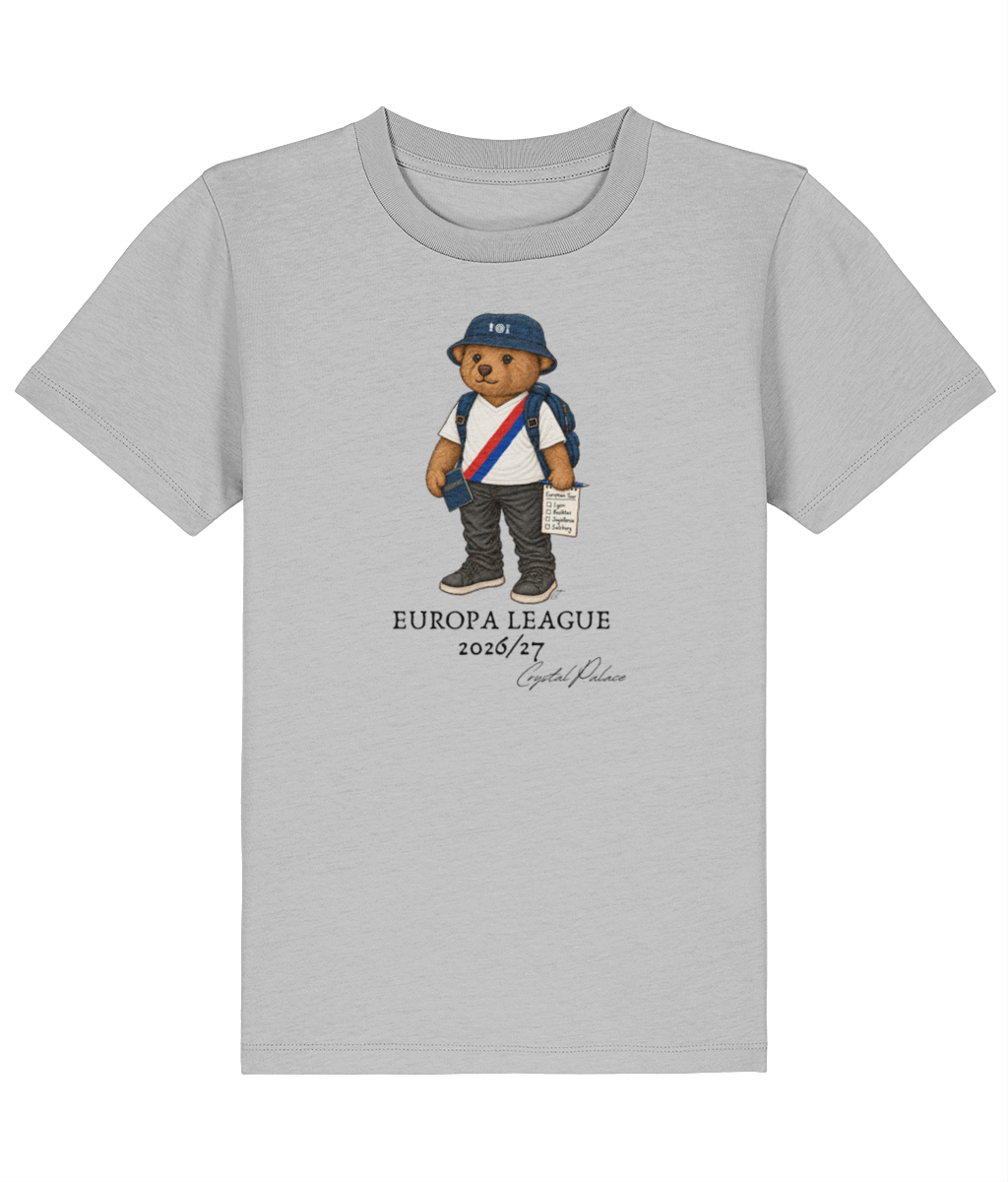 Selby Europa League printed Crystal Palace kids tee in Heather Grey, Legends in Thread
