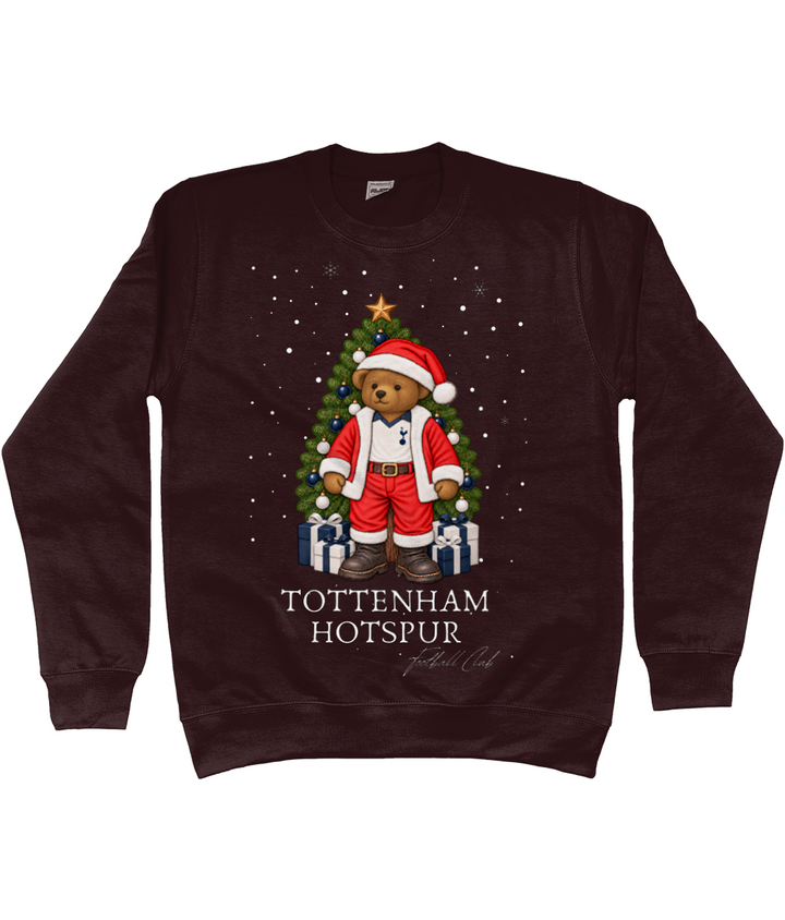 Harrington Bear Xmas printed Tottenham Hotspur Christmas jumper in Hot Chocolate, Legends in Thread