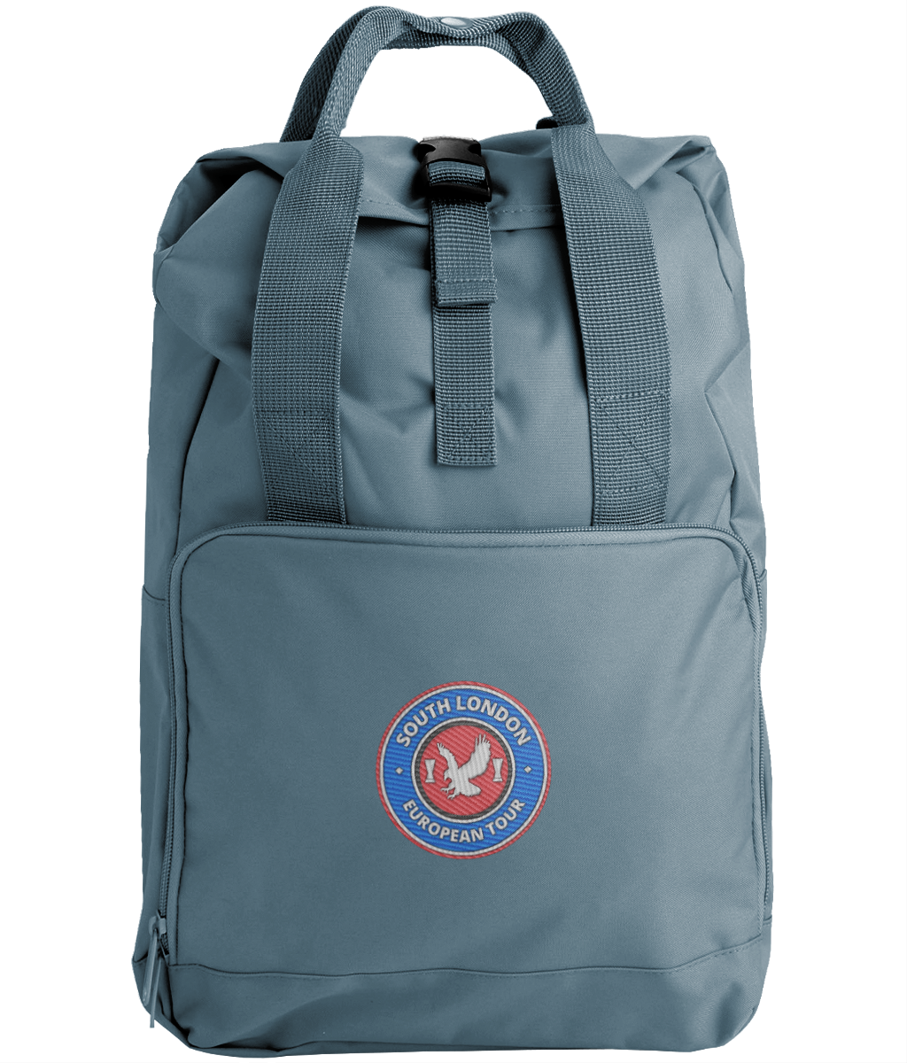 South London European Tour Backpack embroidered Crystal Palace backpack in Airforce Blue, Legends in Thread