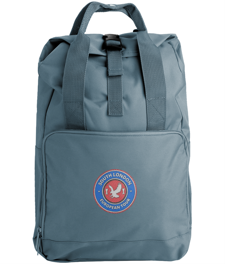 South London European Tour Backpack embroidered Crystal Palace backpack in Airforce Blue, Legends in Thread