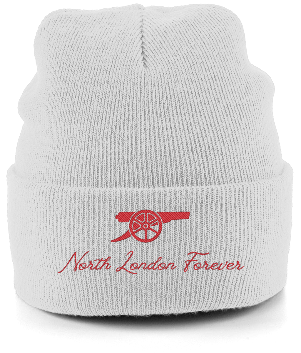 North London Forever embroidered Arsenal beanie in Ash, Legends in Thread
