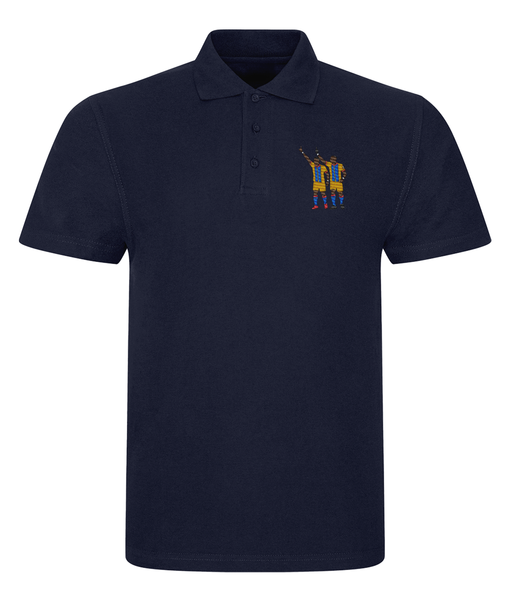 Zaha & Bolasie embroidered Crystal Palace polo in Navy, Legends in Thread