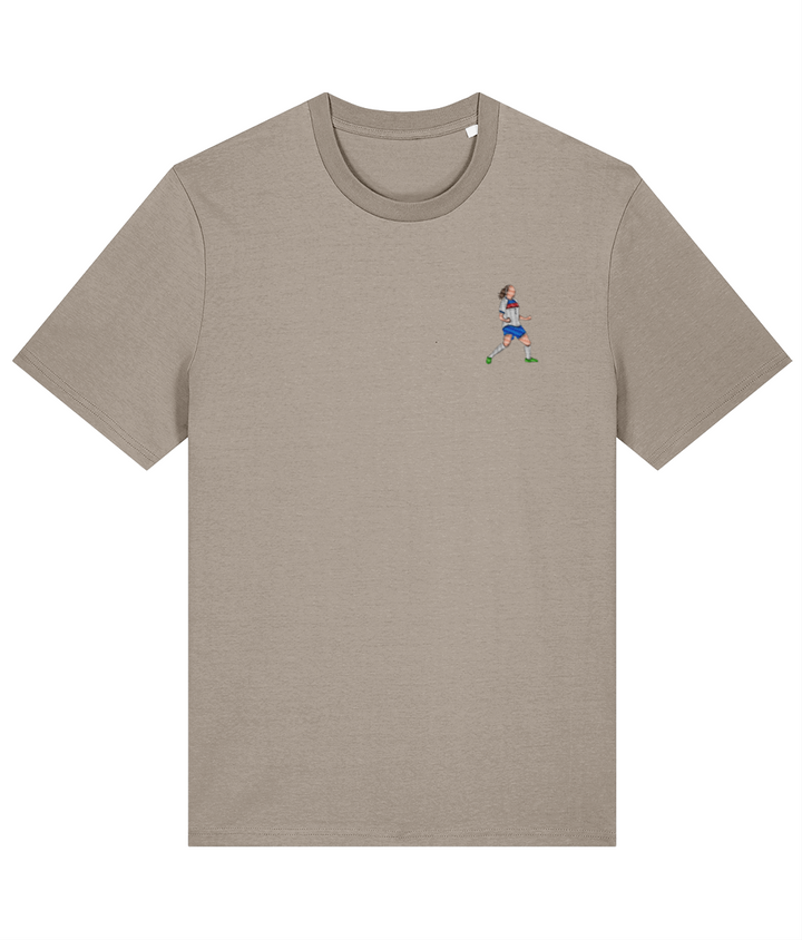 Lucy Bronze Celebration embroidered England Lionesses cotton tee in Desert Dust, Legends in Thread