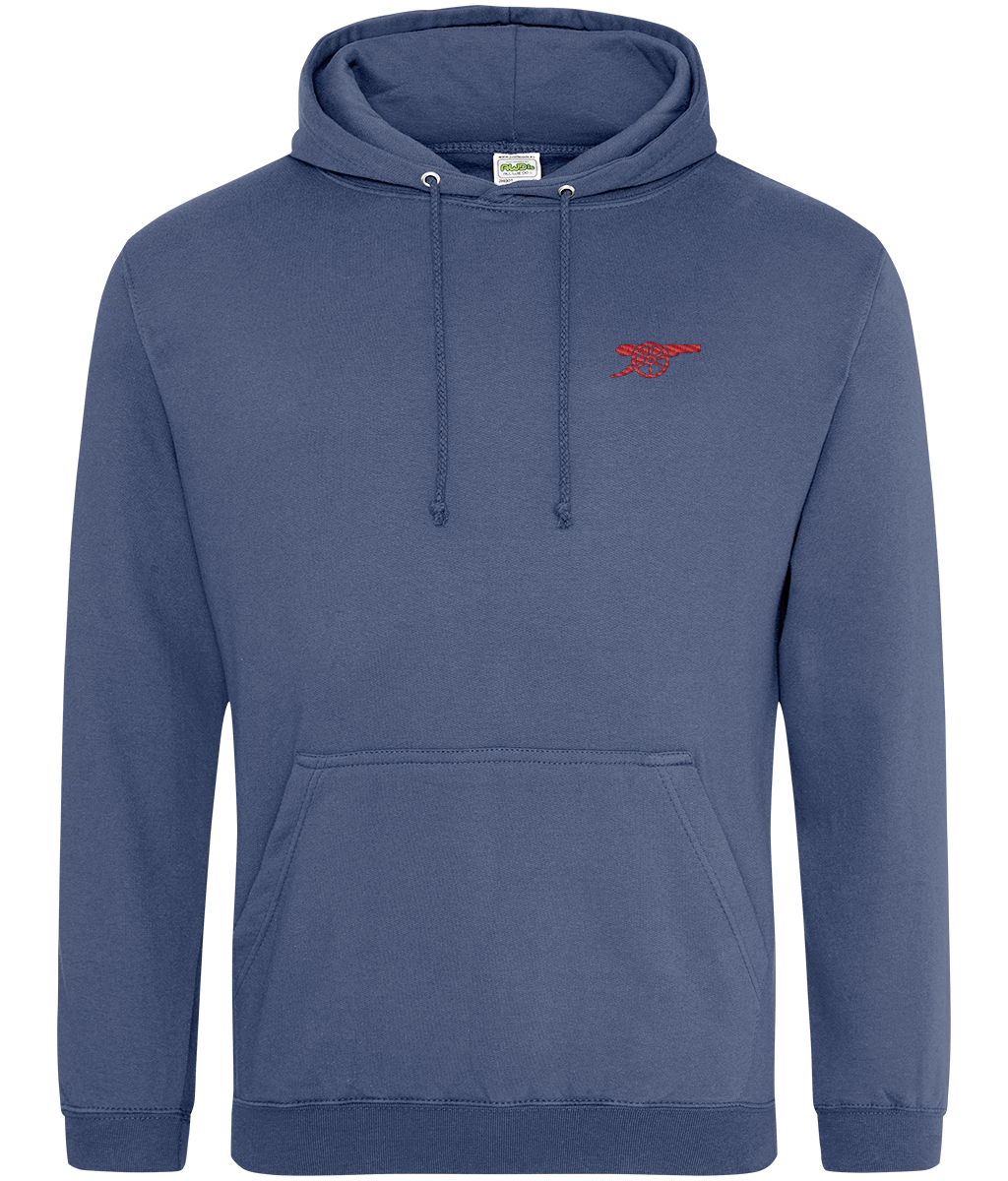Arsenal Inspired Cannon embroidered Arsenal hoodie in Airforce Blue, Legends in Thread