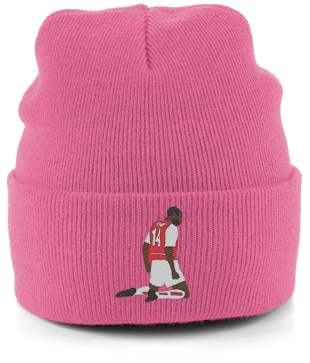 Thierry Henry Knee Slide embroidered Arsenal beanie in True Pink, Legends in Thread