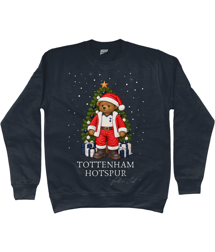 Harrington Bear Xmas printed Tottenham Hotspur Christmas jumper in New French Navy, Legends in Thread