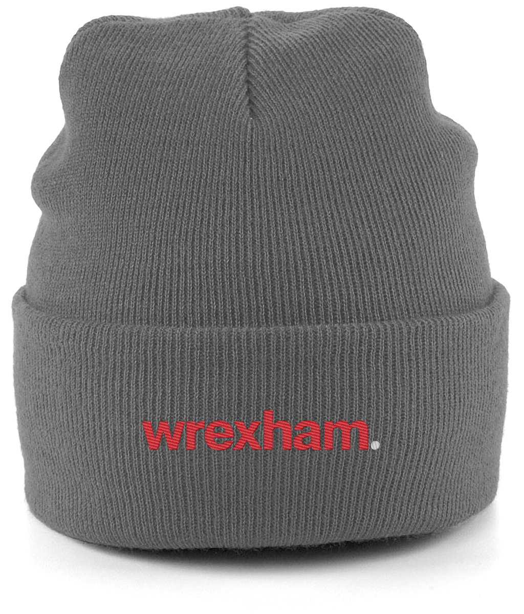 wrexham. embroidered Wrexham beanie in Graphite Grey, Legends in Thread
