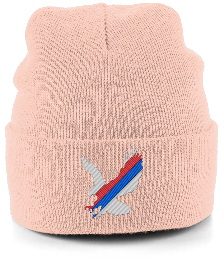 White Eagle Sash embroidered Crystal Palace beanie in Peach, Legends in Thread