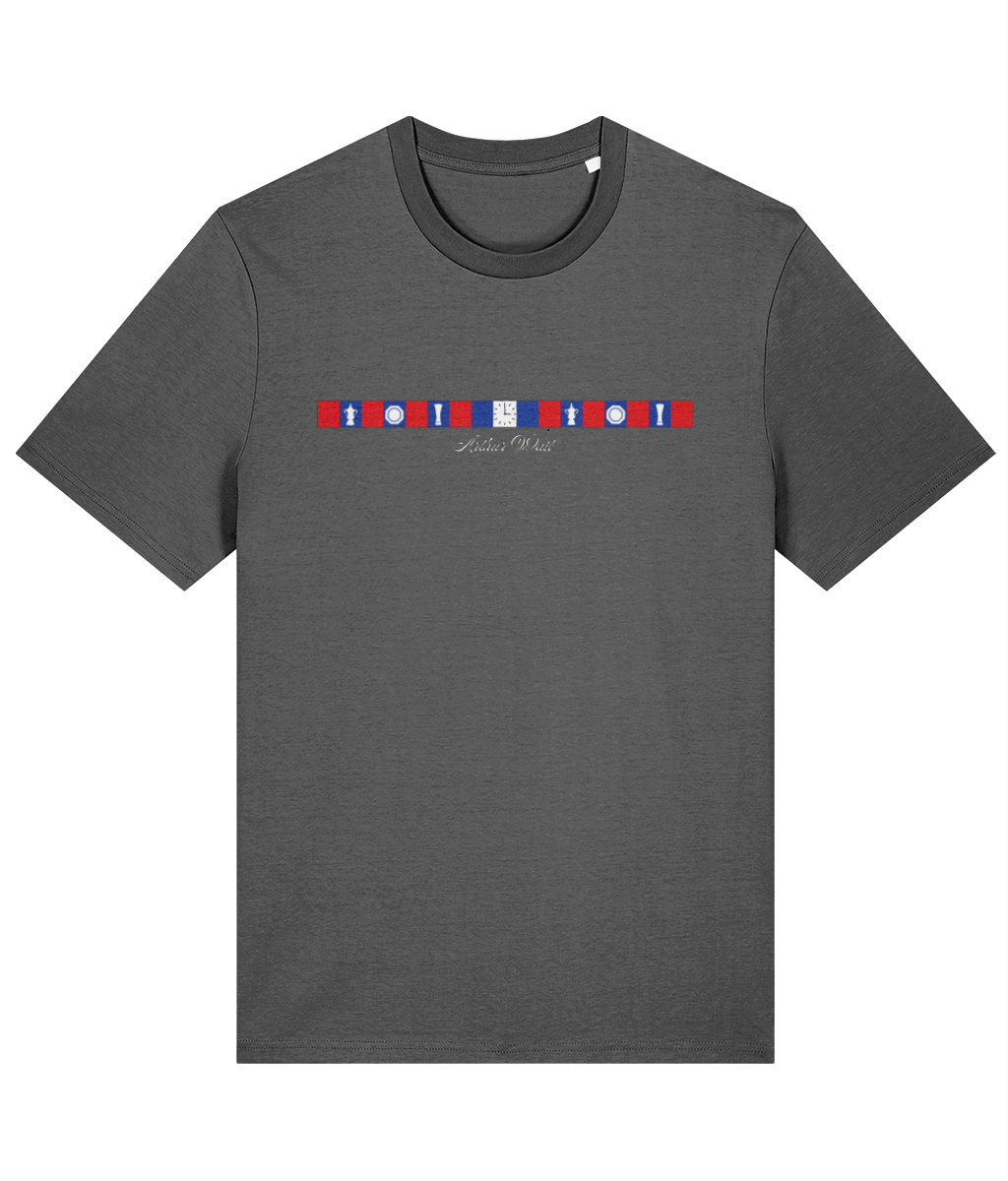 Arthur Wait Fascia printed Crystal Palace cotton tee in Anthracite, Legends in Thread