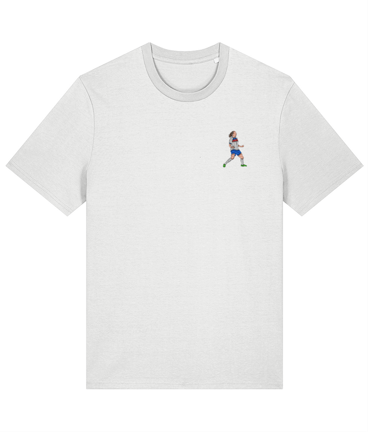 Lucy Bronze Celebration embroidered England Lionesses cotton tee in White, Legends in Thread