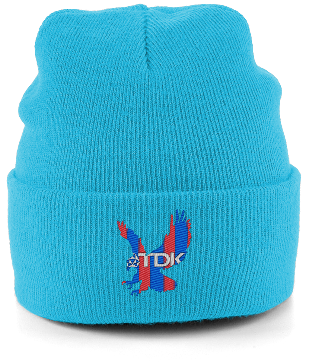 TDK Eagle embroidered Crystal Palace beanie in Surf Blue, Legends in Thread