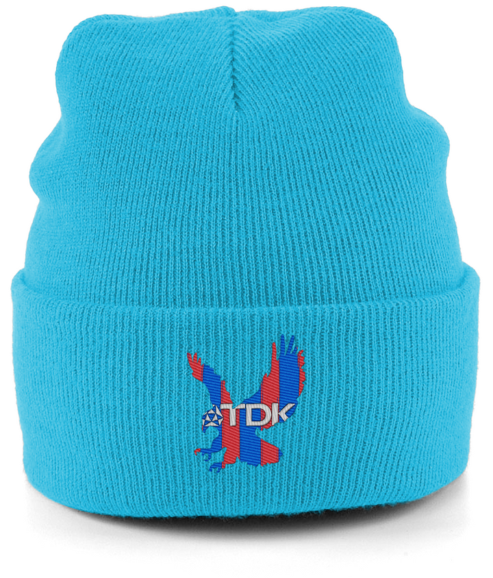 TDK Eagle embroidered Crystal Palace beanie in Surf Blue, Legends in Thread