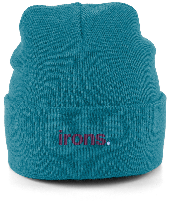 irons. embroidered West Ham beanie in Teal, Legends in Thread
