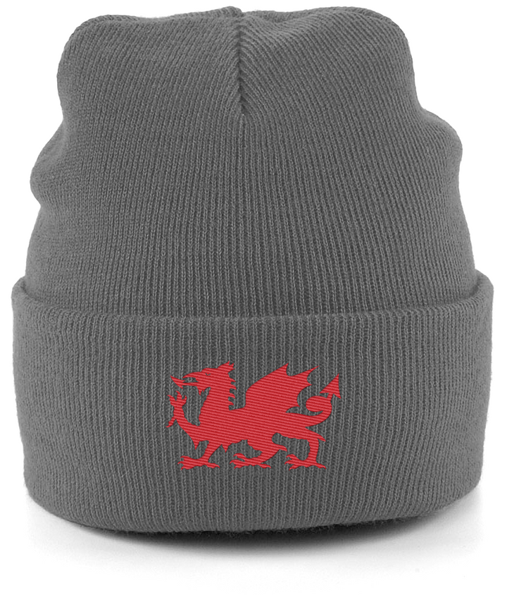 Wrexham Welsh Dragon embroidered Wrexham beanie in Graphite Grey, Legends in Thread