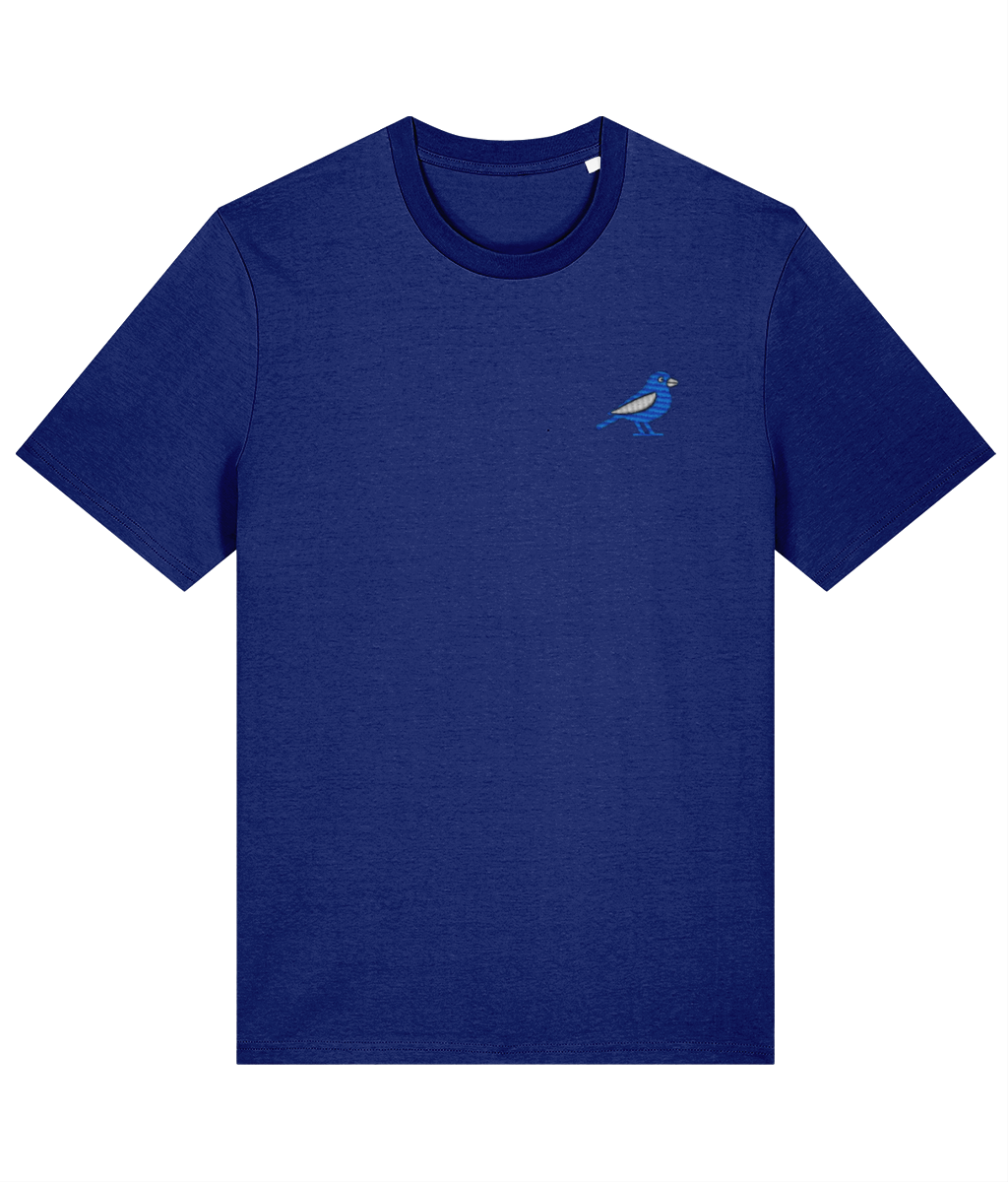 Cardiff Bluebird embroidered Cardiff City cotton tee in Worker Blue, Legends in Thread