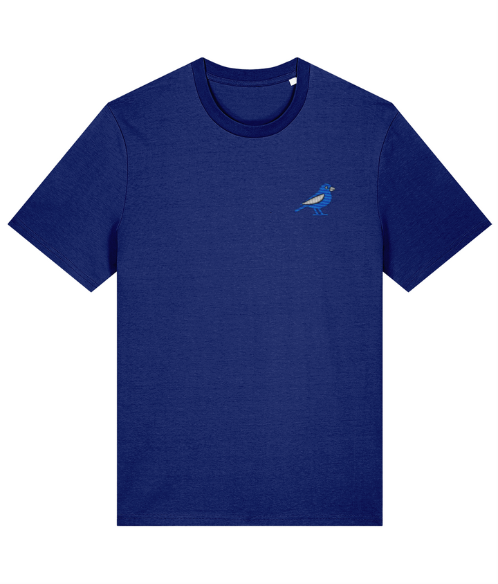 Cardiff Bluebird embroidered Cardiff City cotton tee in Worker Blue, Legends in Thread
