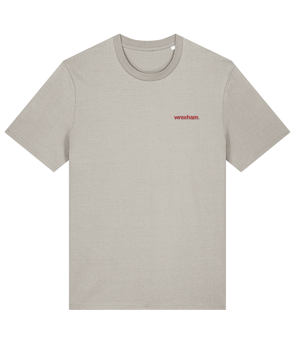 wrexham. embroidered Wrexham cotton tee in Heather Haze, Legends in Thread