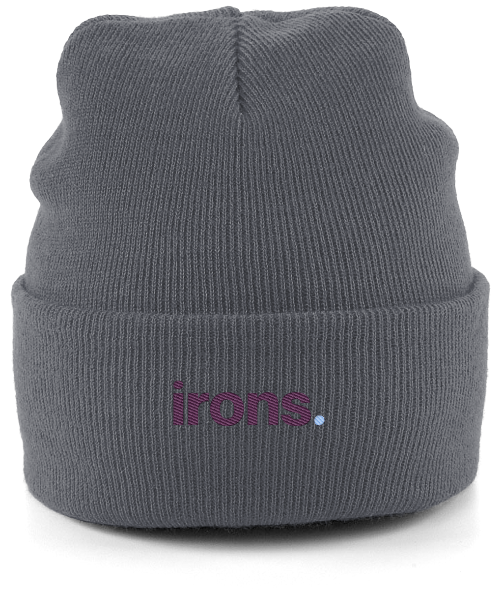 irons. embroidered West Ham beanie in Granite, Legends in Thread