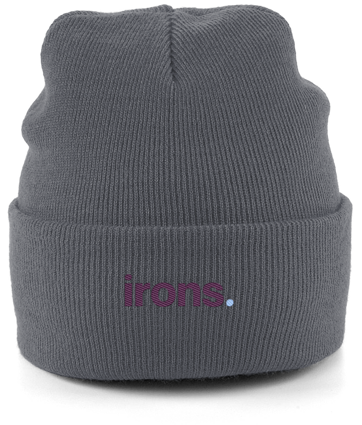irons. embroidered West Ham beanie in Granite, Legends in Thread
