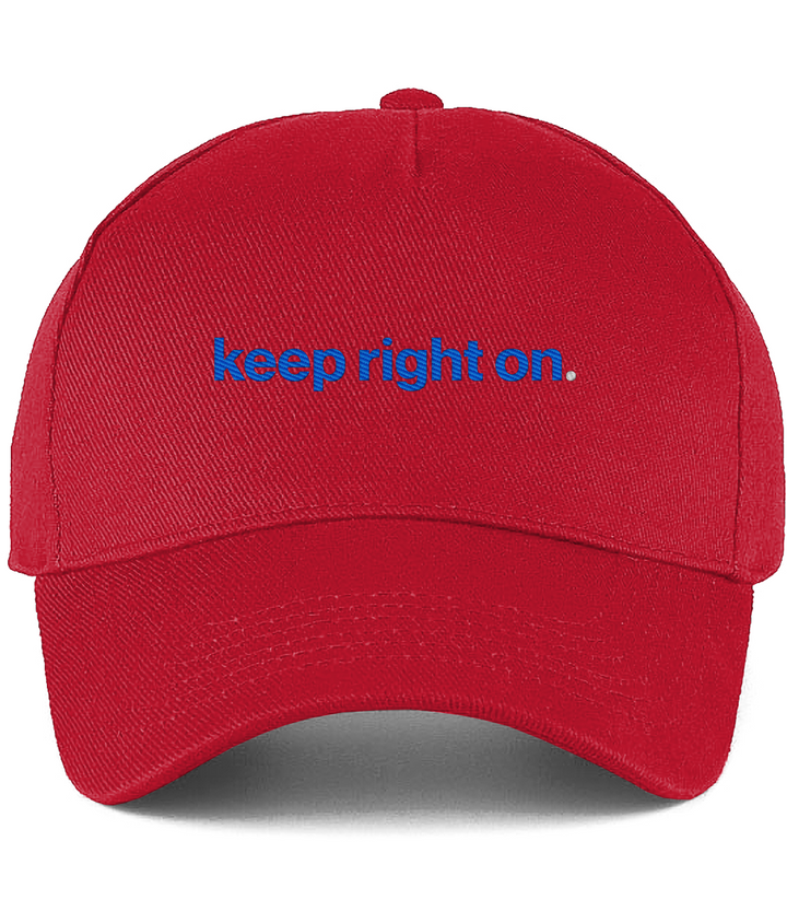 Keep Right On embroidered Birmingham City baseball cap in Classic Red, Legends in Thread