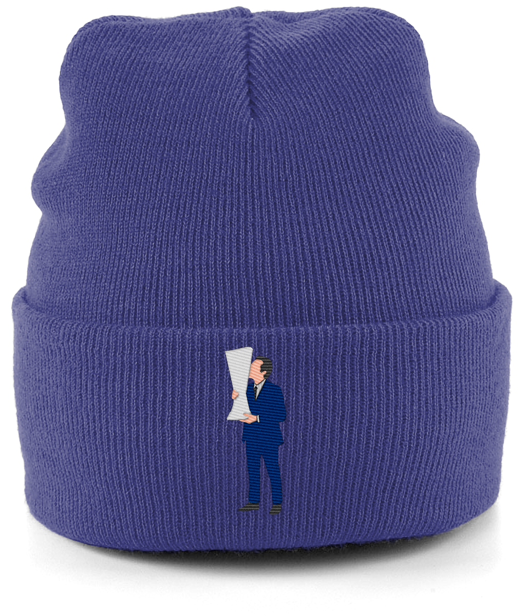 Unai Emery Trophy Kiss embroidered Aston Villa beanie in Heather Navy, Legends in Thread