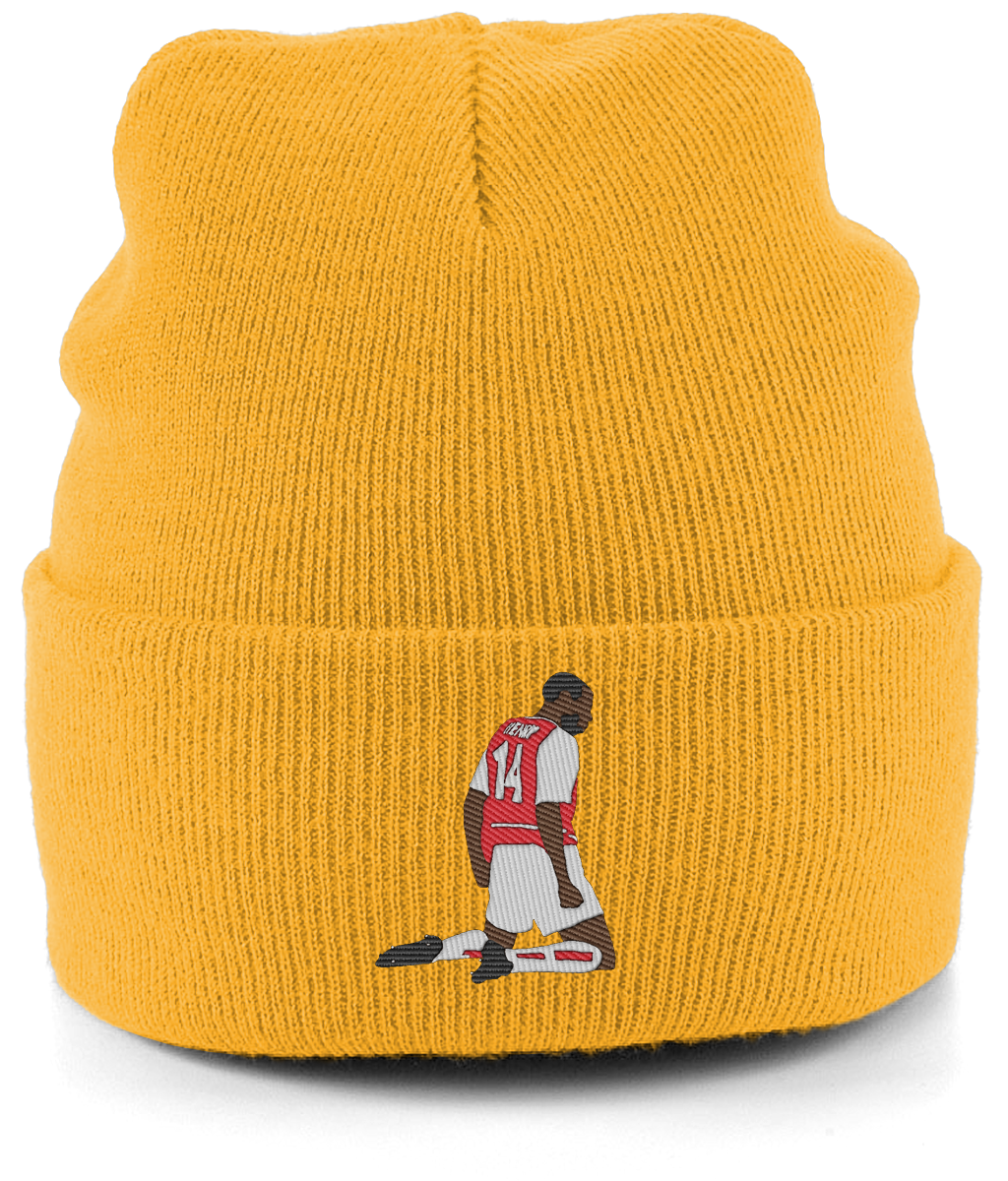 Thierry Henry Knee Slide embroidered Arsenal beanie in Gold, Legends in Thread