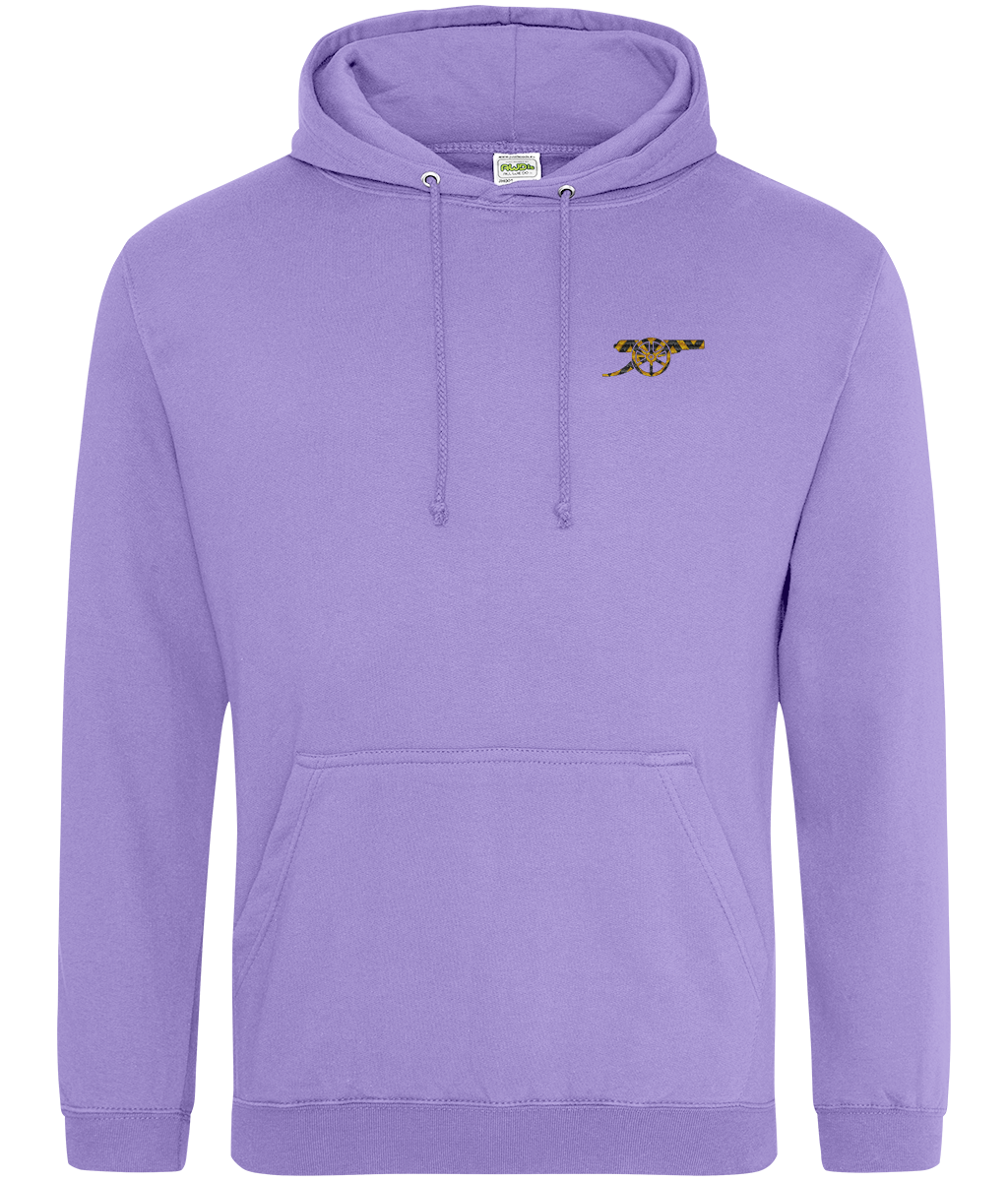 Bruised Banana embroidered Arsenal hoodie in Digital Lavender, Legends in Thread