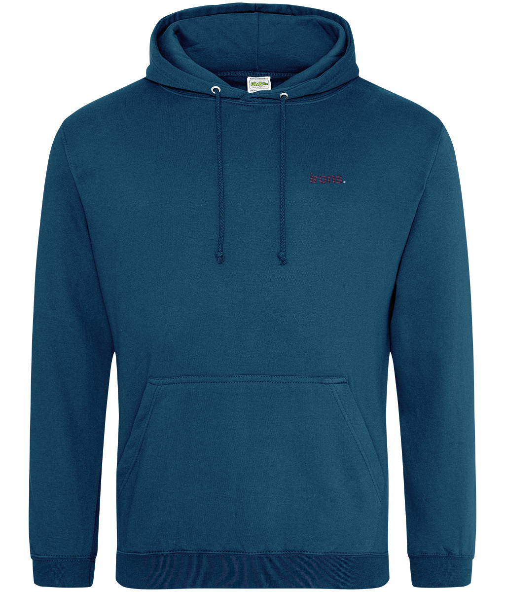 Irons. embroidered West Ham hoodie in Deep Sea Blue, Legends in Thread