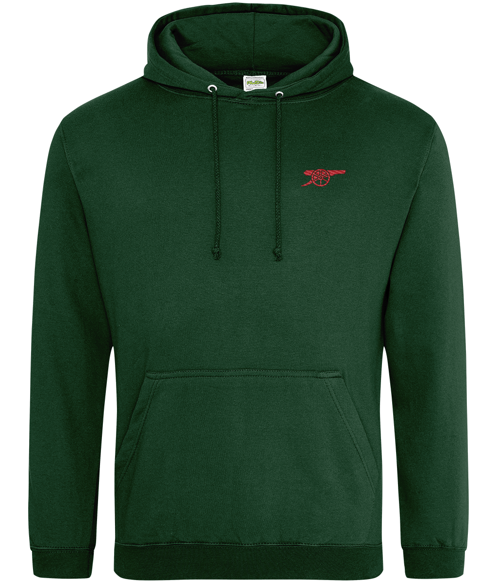 Arsenal Inspired Cannon embroidered Arsenal hoodie in Forest, Legends in Thread