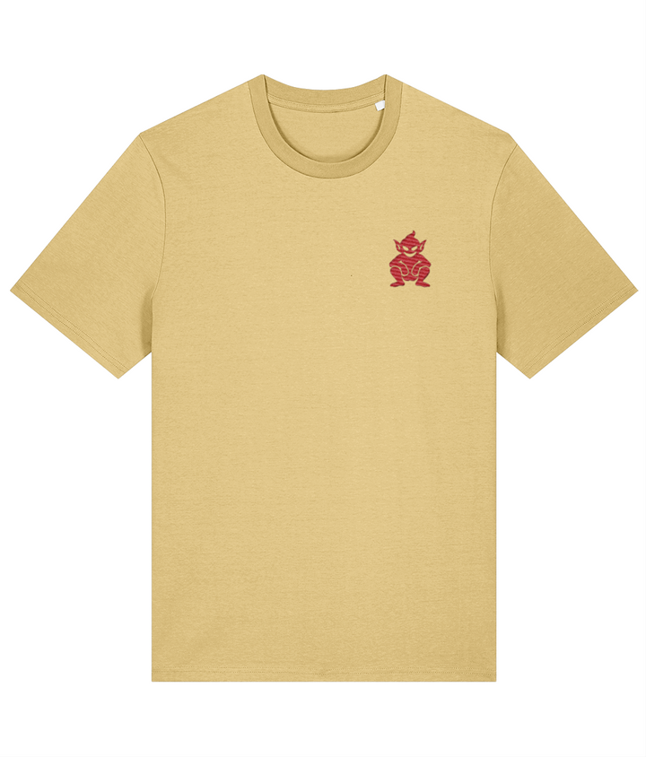Lincoln Imp embroidered Lincoln City cotton tee in Viva Yellow, Legends in Thread