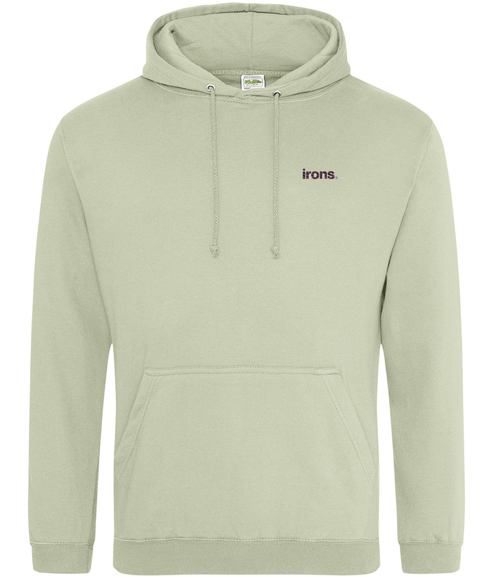 Irons. embroidered West Ham hoodie in Pistachio Green, Legends in Thread