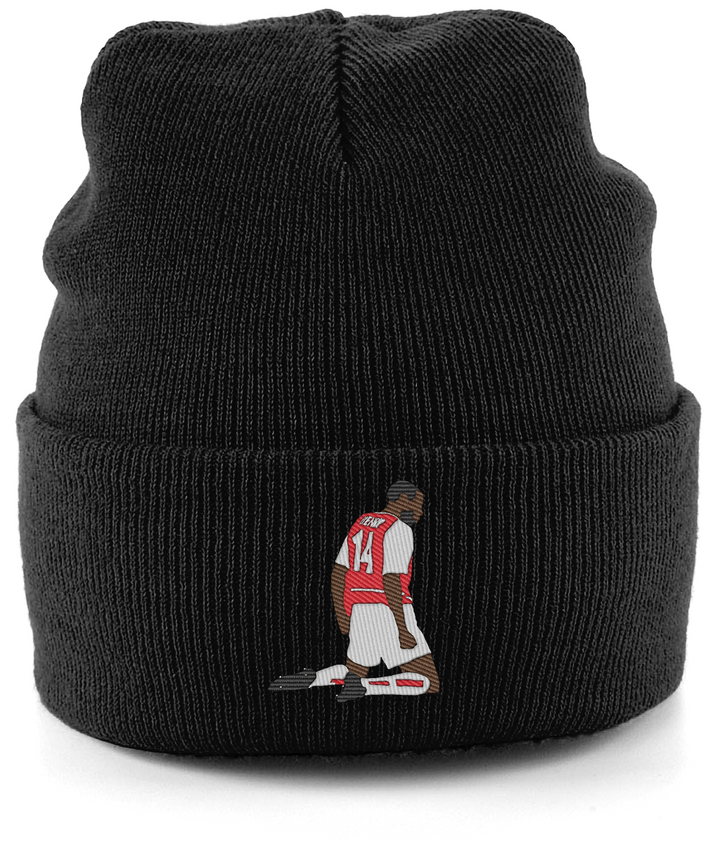 Thierry Henry Knee Slide embroidered Arsenal beanie in Black, Legends in Thread