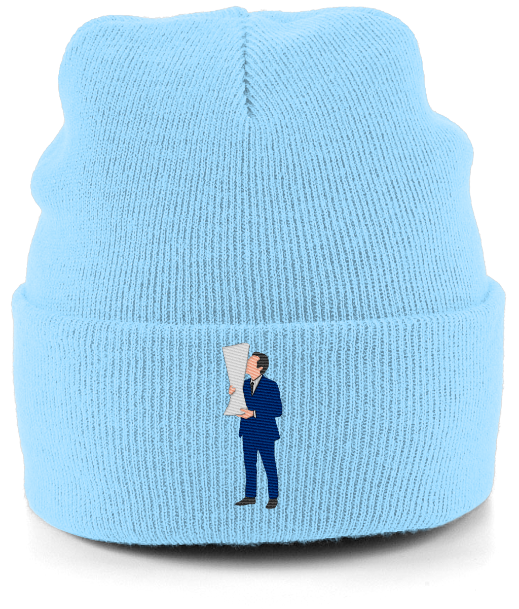 Unai Emery Trophy Kiss embroidered Aston Villa beanie in Sky, Legends in Thread