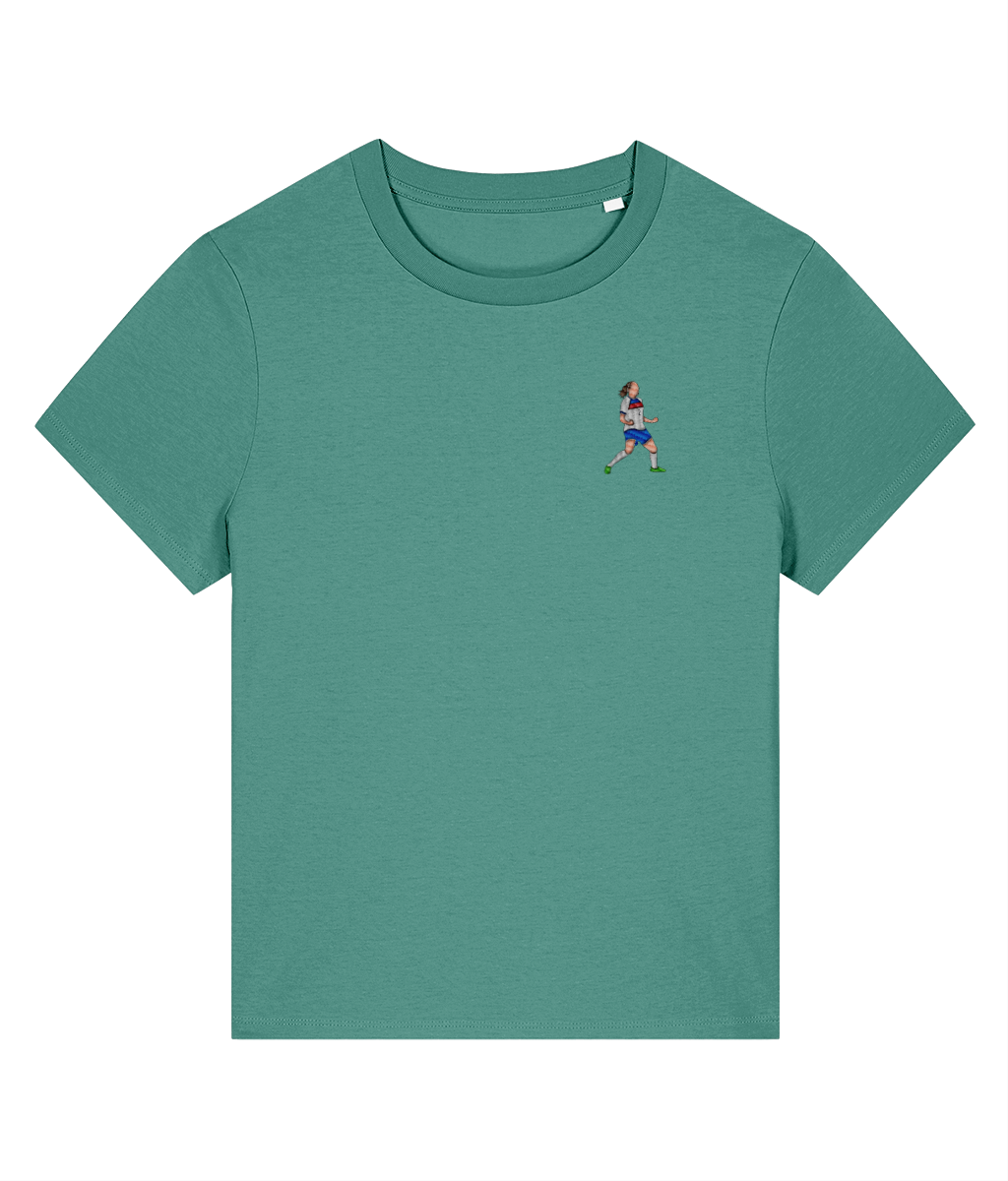 Ladies Lucy Bronze Celebration embroidered England Lionesses ladies fit t-shirt in Green Bay, Legends in Thread