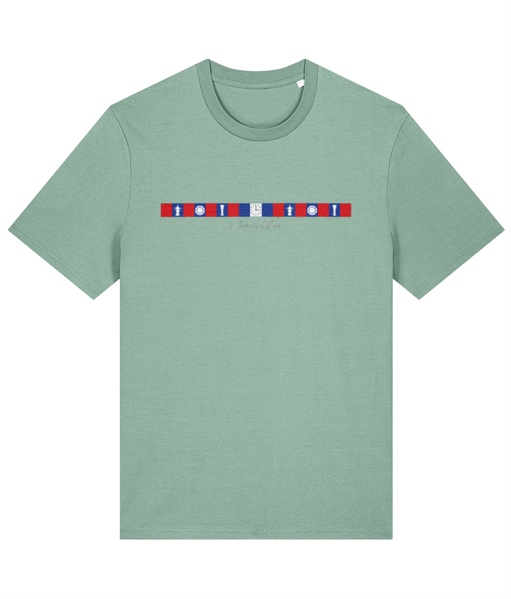Arthur Wait Fascia printed Crystal Palace cotton tee in Aloe, Legends in Thread