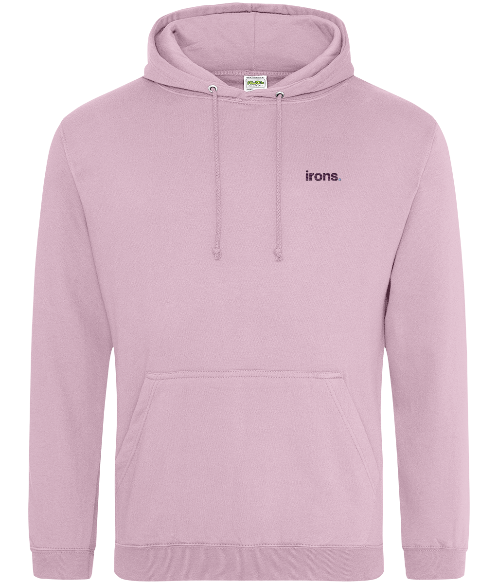 Irons. embroidered West Ham hoodie in Baby Pink, Legends in Thread