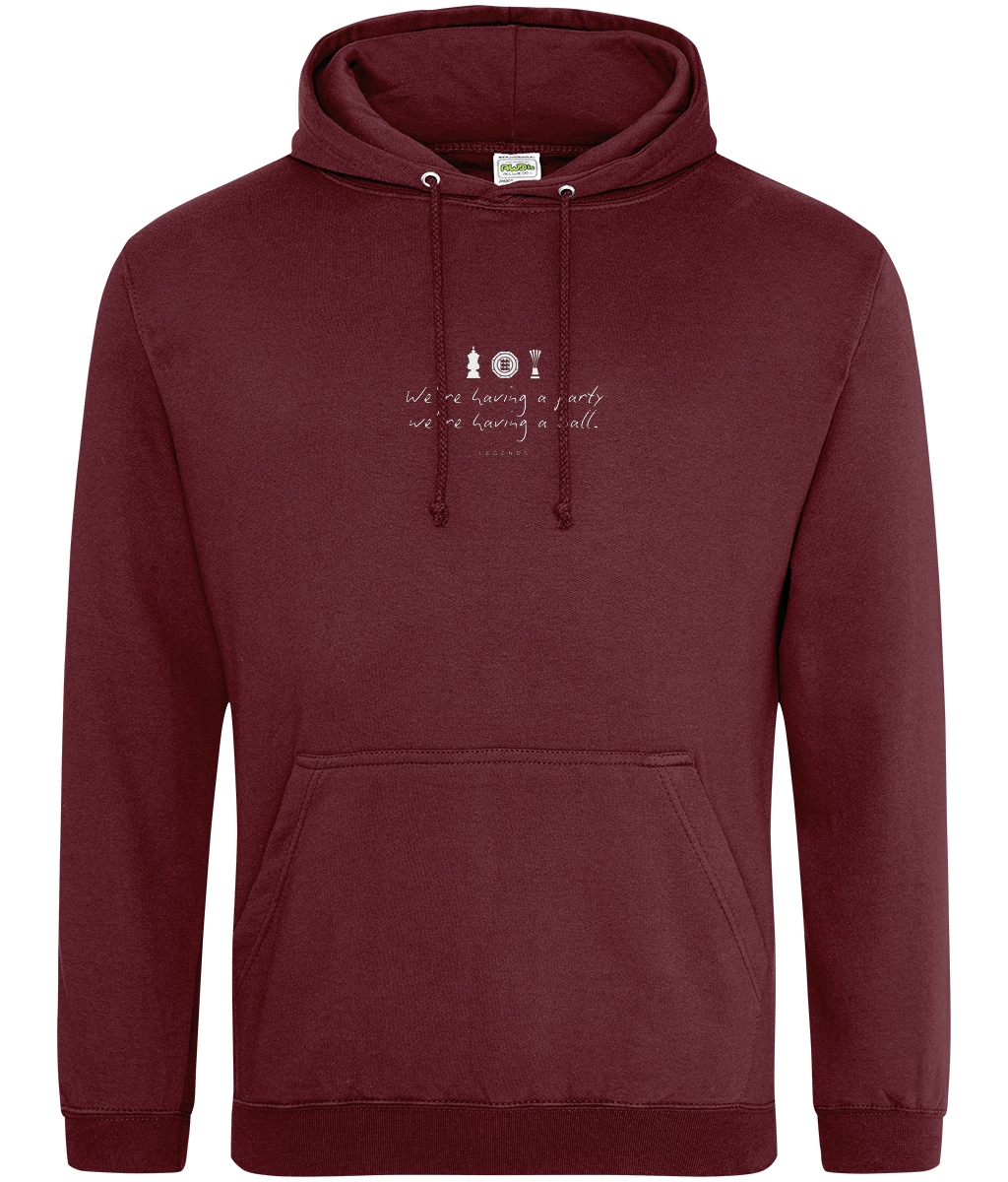 We're Having a Party, We're Having a Ball printed Crystal Palace hoodie in Burgundy, Legends in Thread